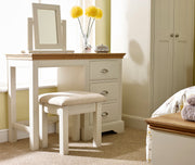 Kensington Pine Dressing Table Stool With A Beige Pad
